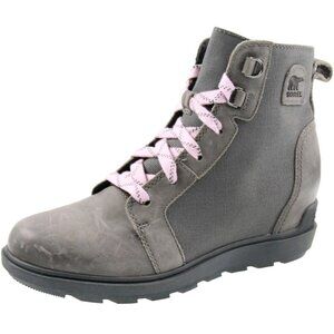 NEW Sorel Evie II NW Gray Waterproof Lace-Up Ankle Wedge Boots Womens Size 8